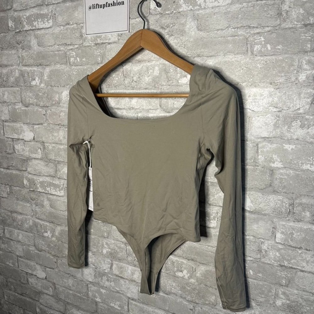 Lululemon Nulu Square Neck Bodysuit Long Sleeve Thong Cut NWT Size Medium (RVSN) - Picture 7 of 16
